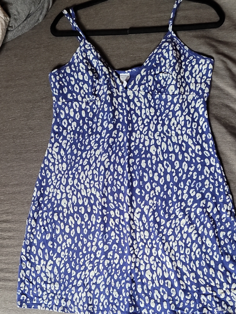 Calvin Klein Blue Geo-Print Dot Chemise Slip Nightgown Dress